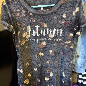 Maurices Charcoal Leaf Print Kids Tee